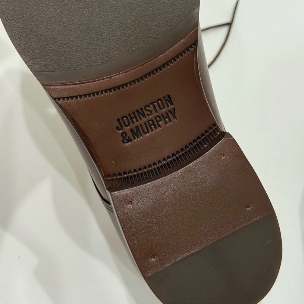 Johnston Murphy Men's 8.5M Mcclain Cap Toe Tan Full Grain Leather Shoes New $160
